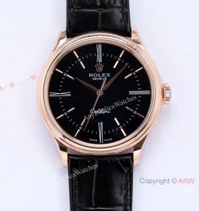 1:1 Replica Rolex Cellini Time Swiss 3132 Automatic Watch Rose Gold Black Dial Watch For Men